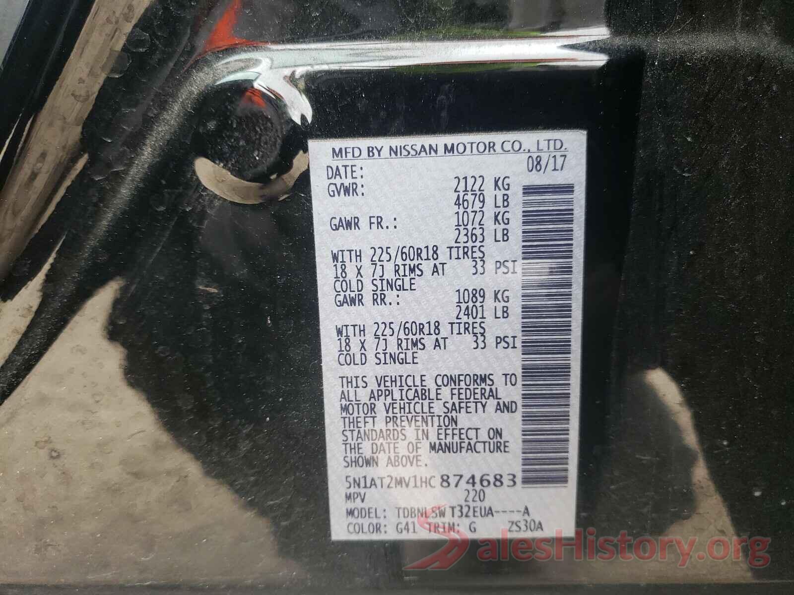 5N1AT2MV1HC874683 2017 NISSAN ROGUE