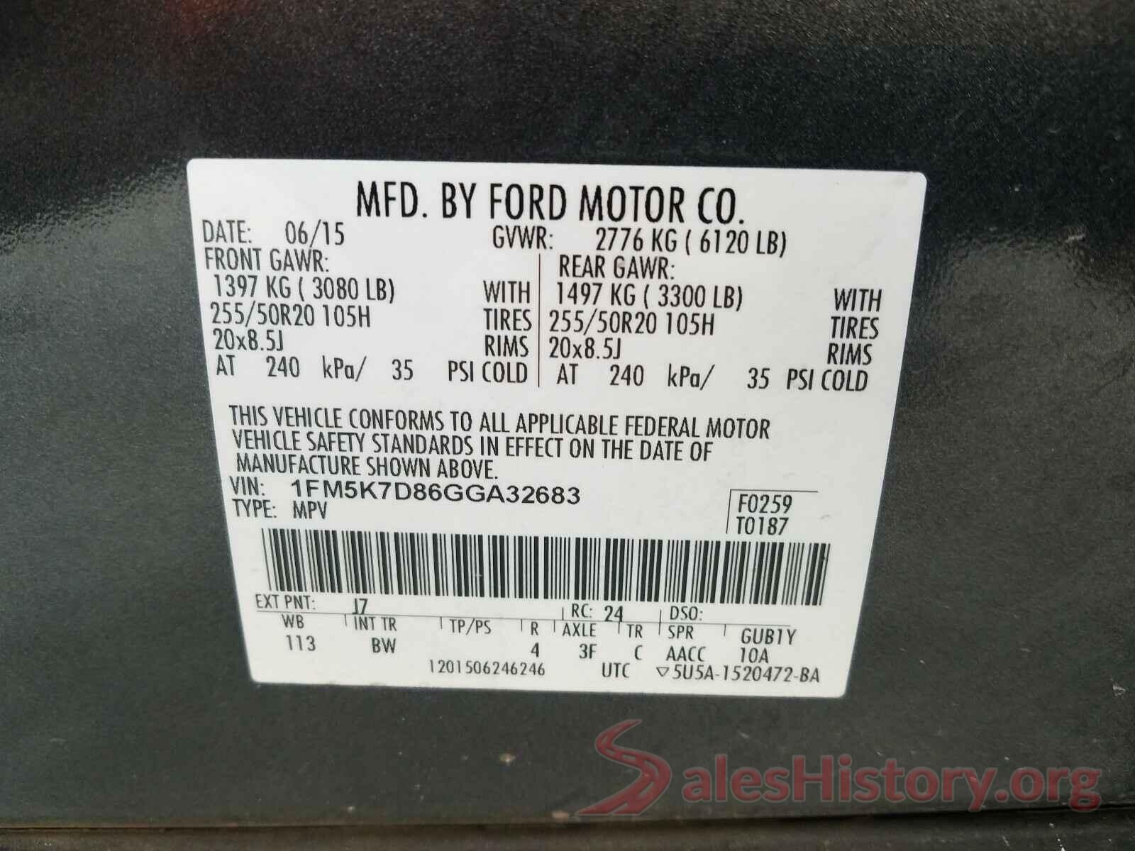 1FM5K7D86GGA32683 2016 FORD EXPLORER