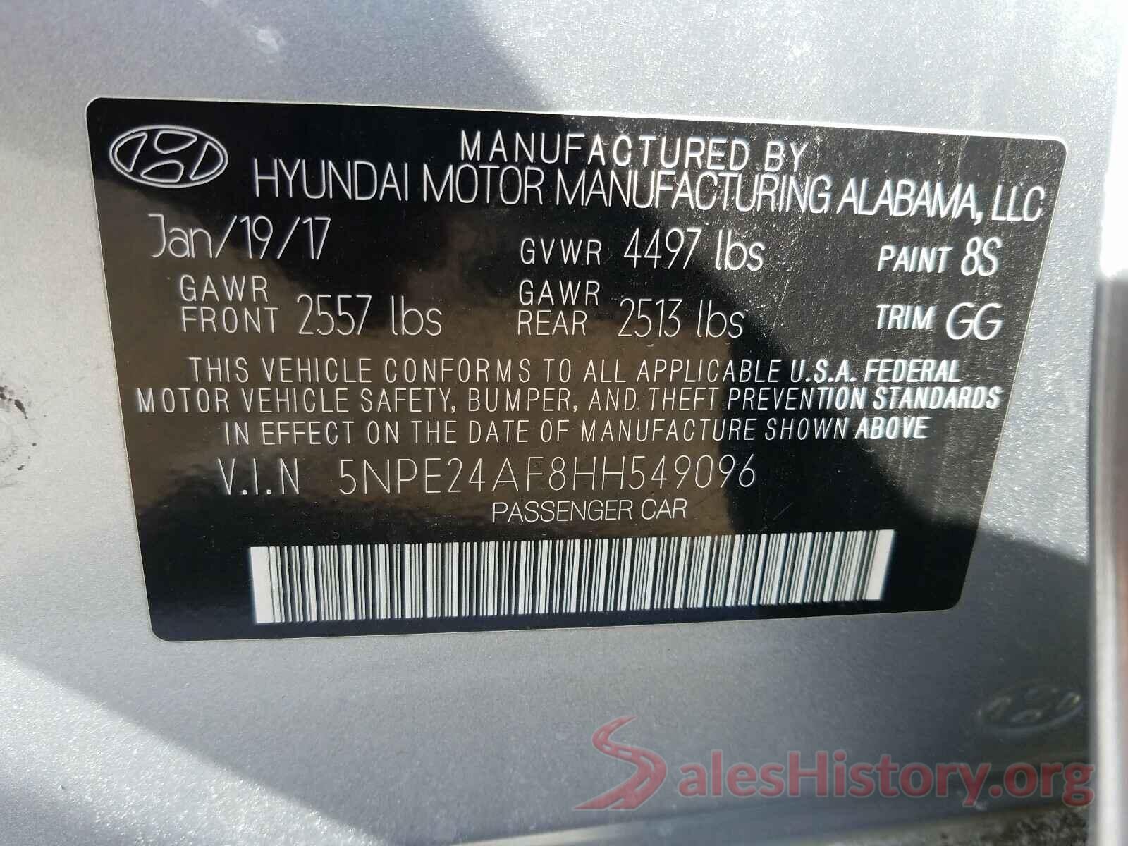 5NPE24AF8HH549096 2017 HYUNDAI SONATA