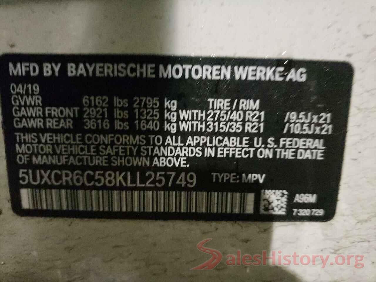 5UXCR6C58KLL25749 2019 BMW X5