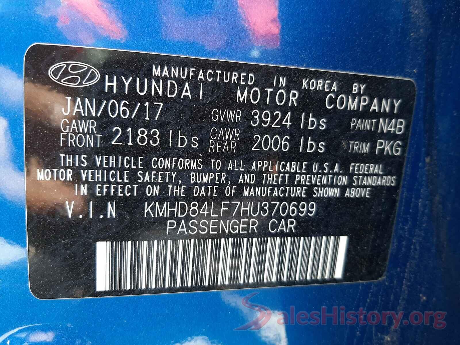 KMHD84LF7HU370699 2017 HYUNDAI ELANTRA