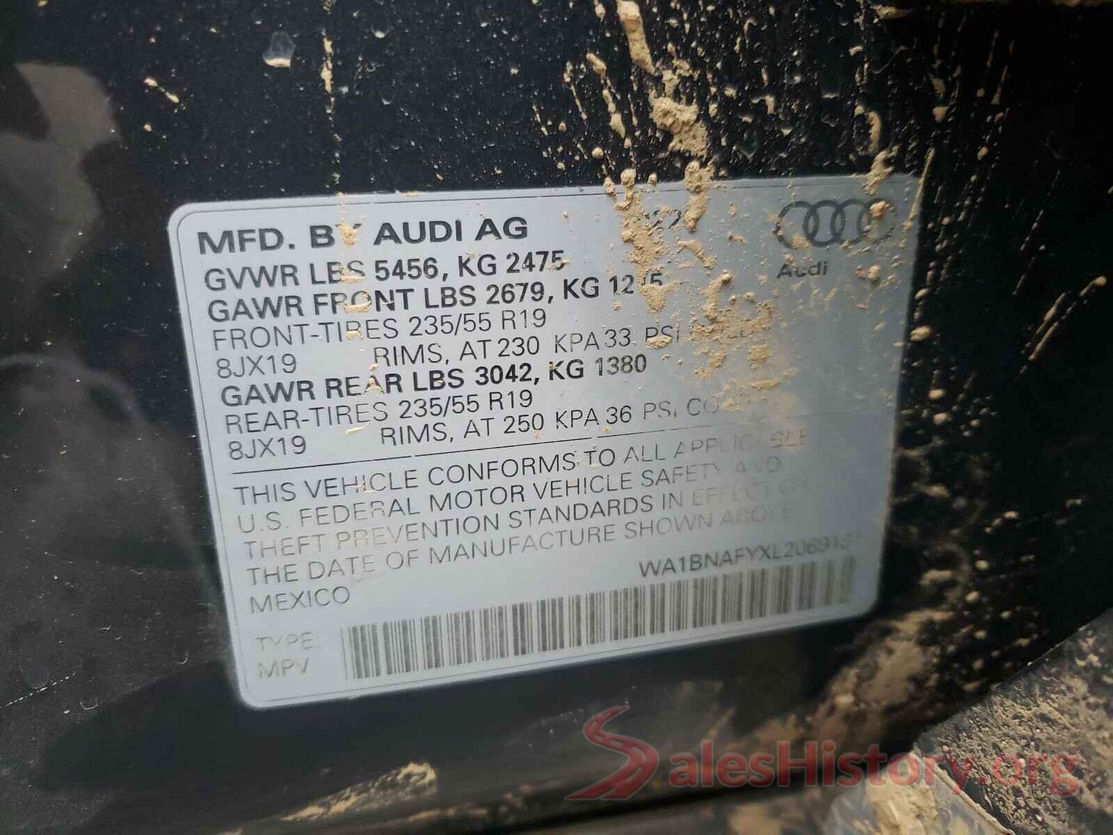 WA1BNAFYXL2069181 2020 AUDI Q5