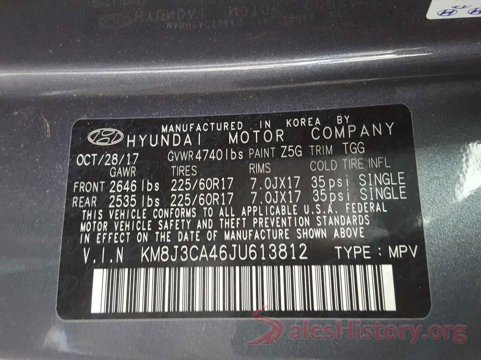 KM8J3CA46JU613812 2018 HYUNDAI TUCSON