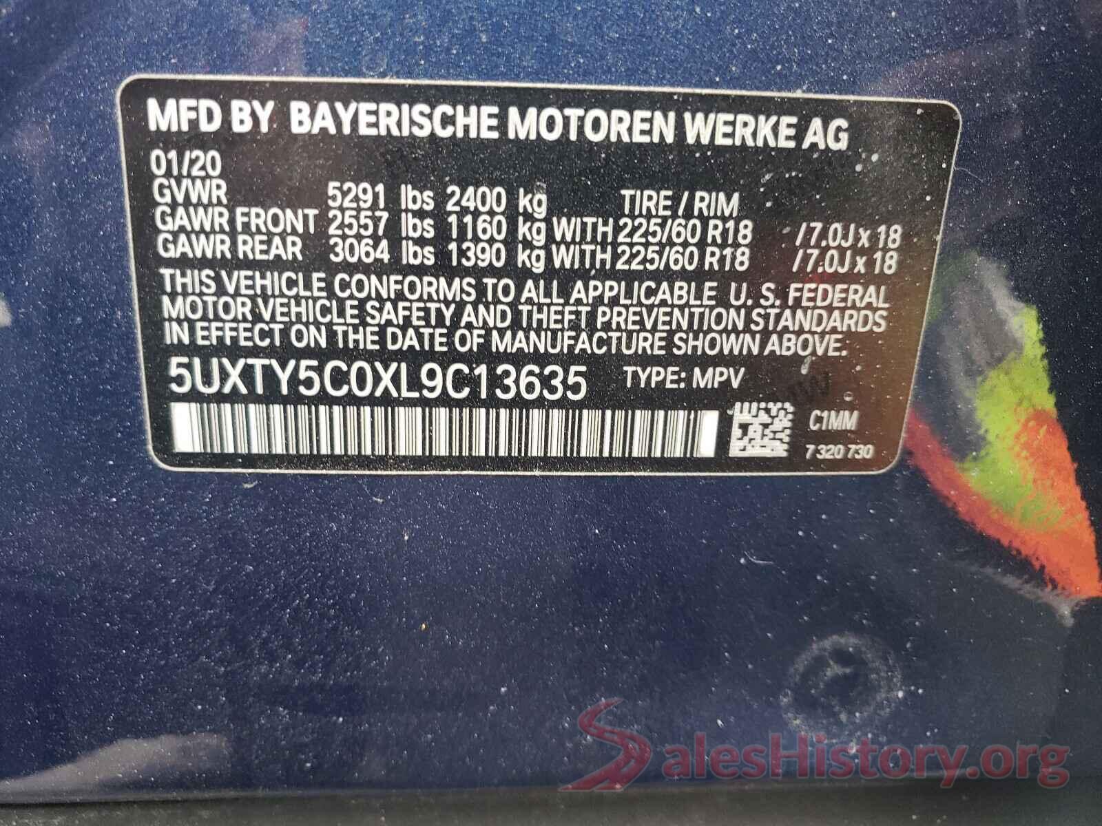 5UXTY5C0XL9C13635 2020 BMW X3