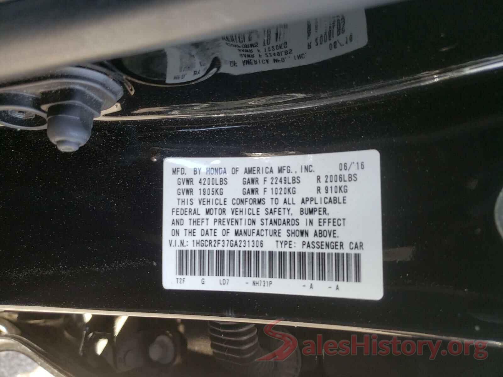 1HGCR2F37GA231306 2016 HONDA ACCORD