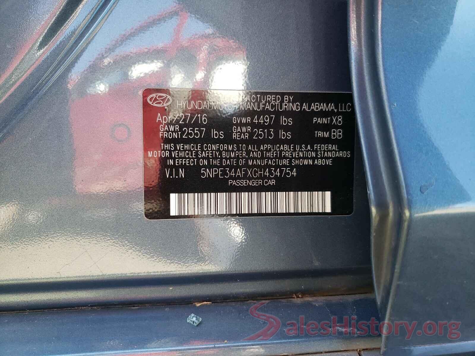 5NPE34AFXGH434754 2016 HYUNDAI SONATA