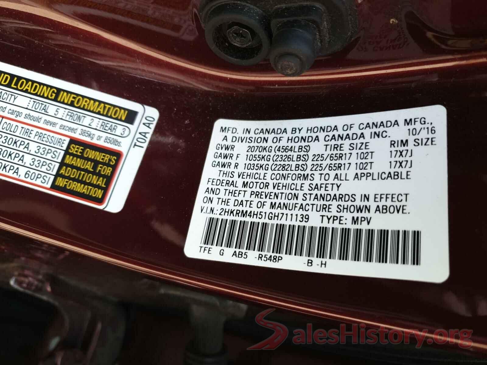 2HKRM4H51GH711139 2016 HONDA CRV