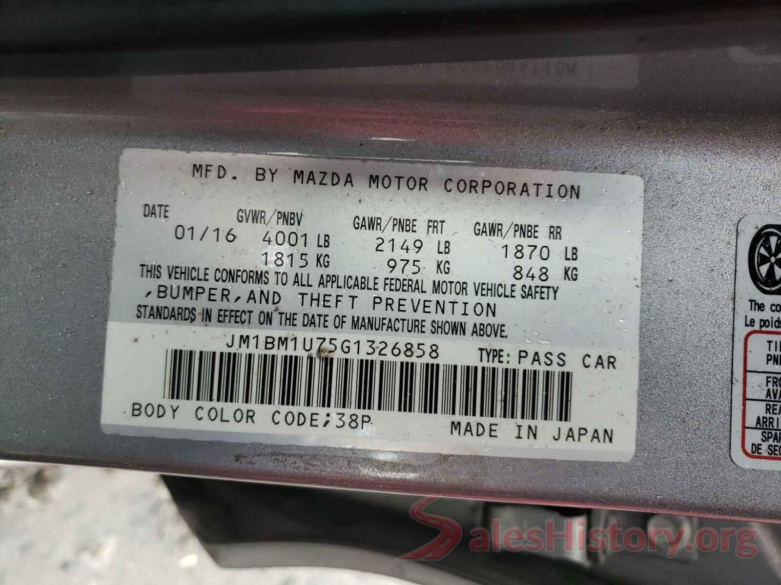 JM1BM1U75G1326858 2016 MAZDA 3