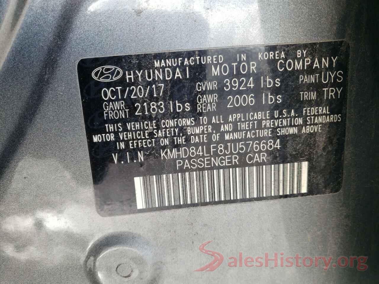 KMHD84LF8JU576684 2018 HYUNDAI ELANTRA