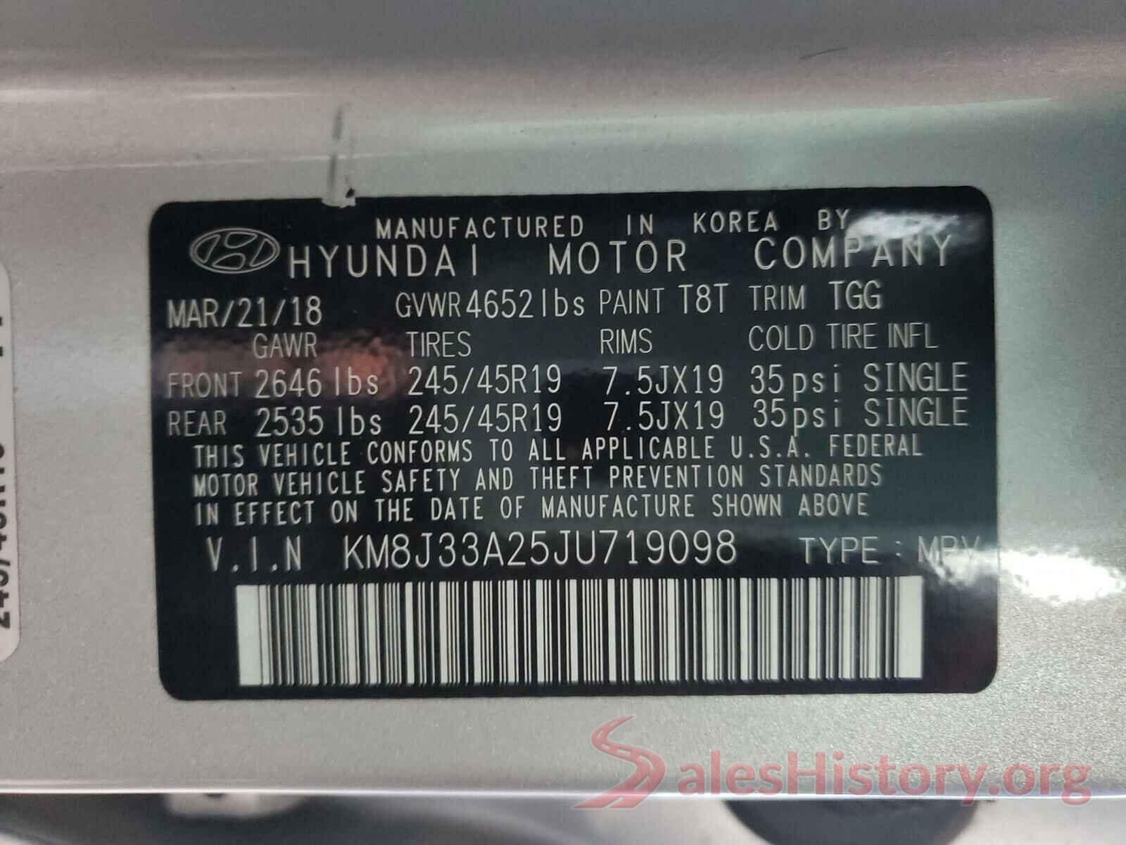 KM8J33A25JU719098 2018 HYUNDAI TUCSON