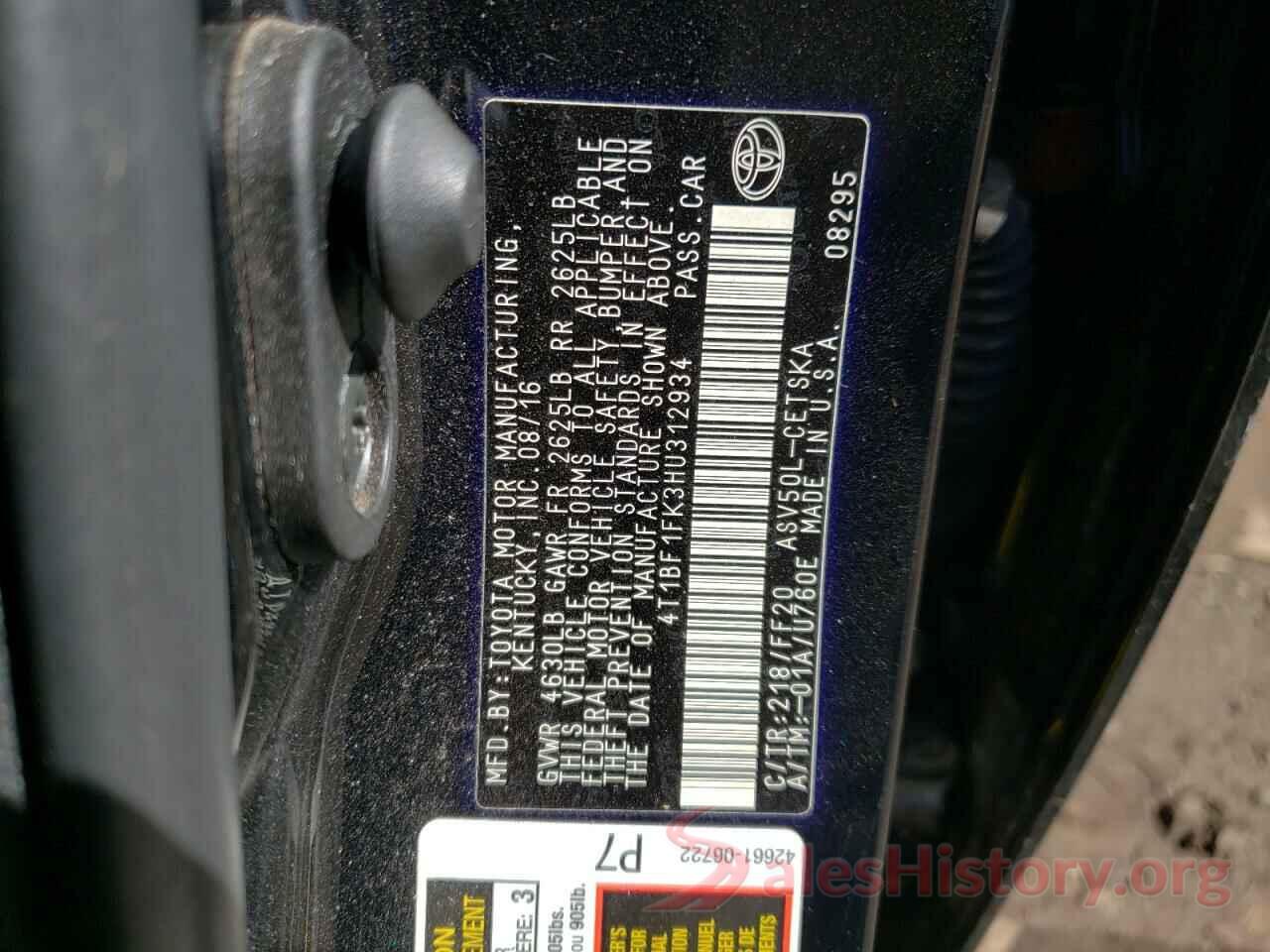 4T1BF1FK3HU312934 2017 TOYOTA CAMRY