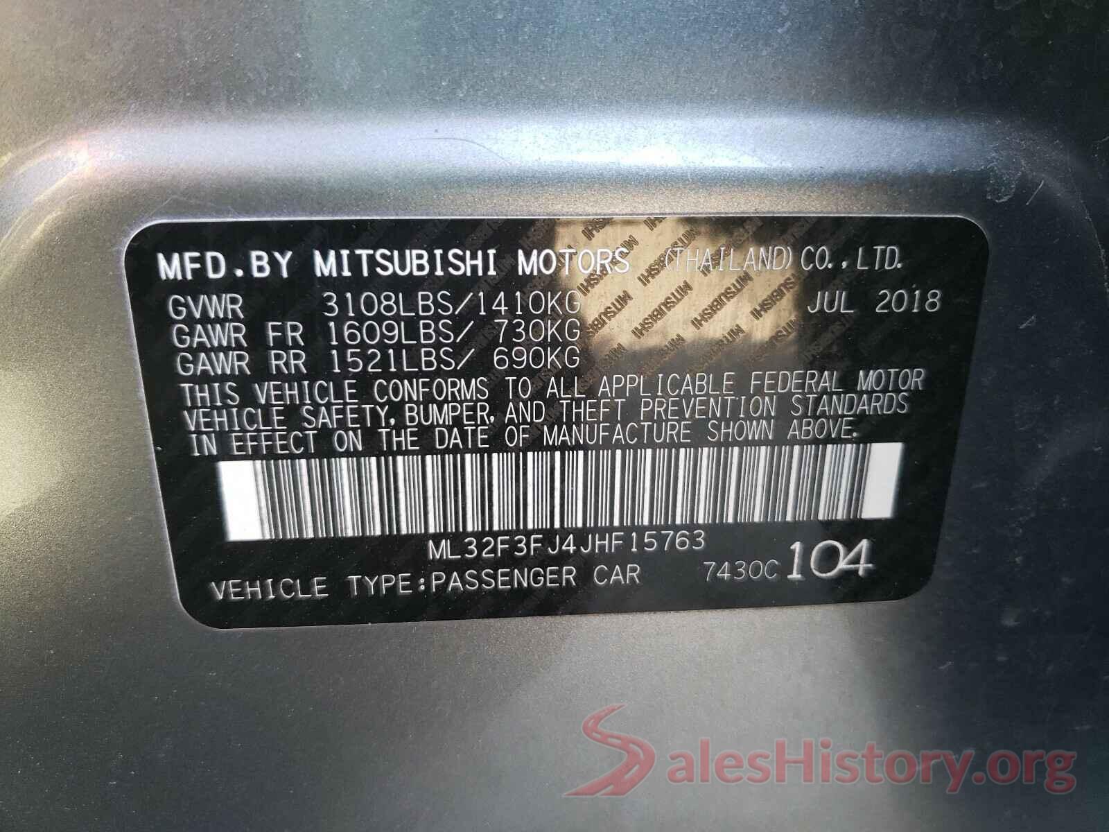 ML32F3FJ4JHF15763 2018 MITSUBISHI MIRAGE