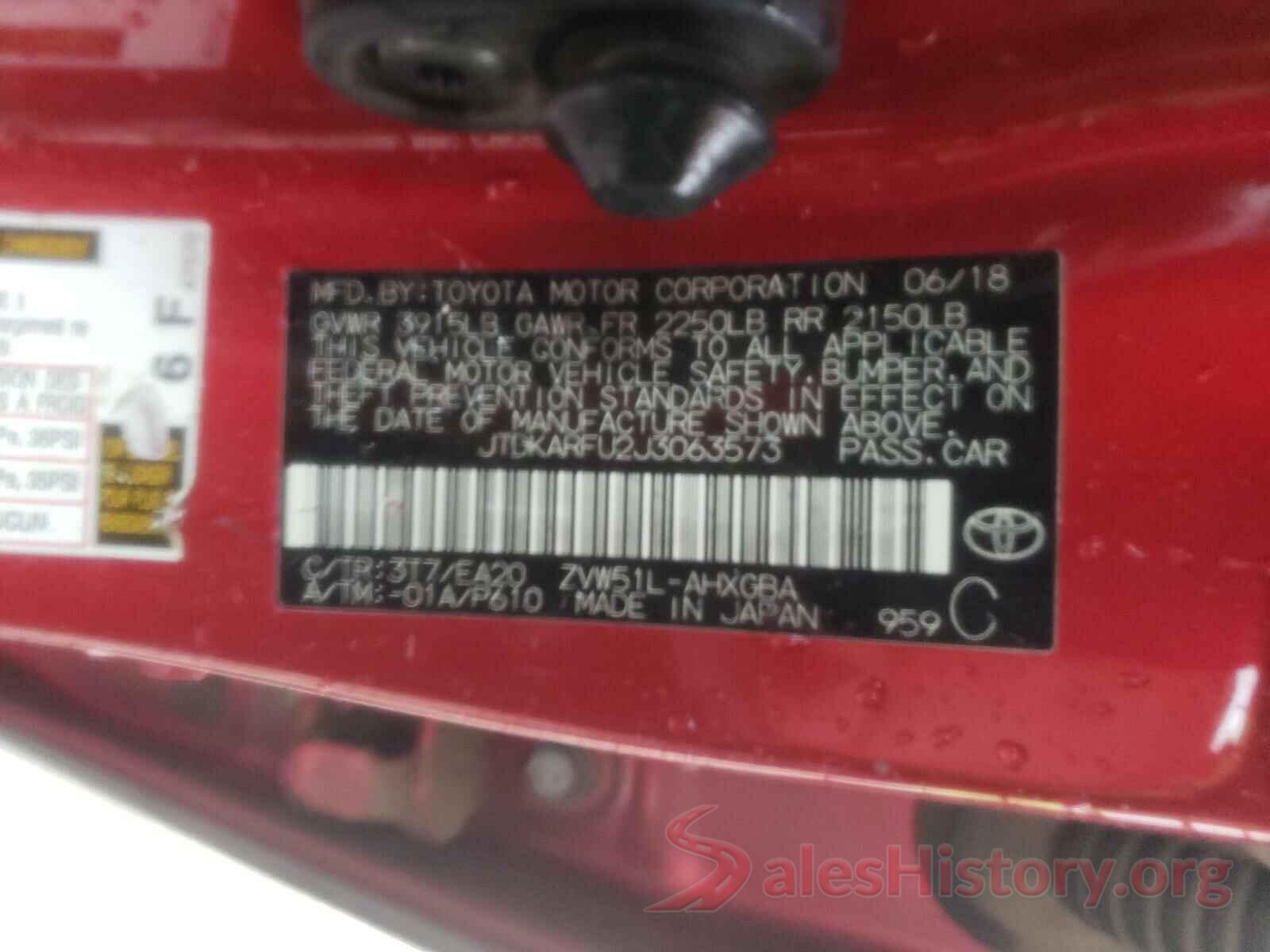 JTDKARFU2J3063573 2018 TOYOTA PRIUS