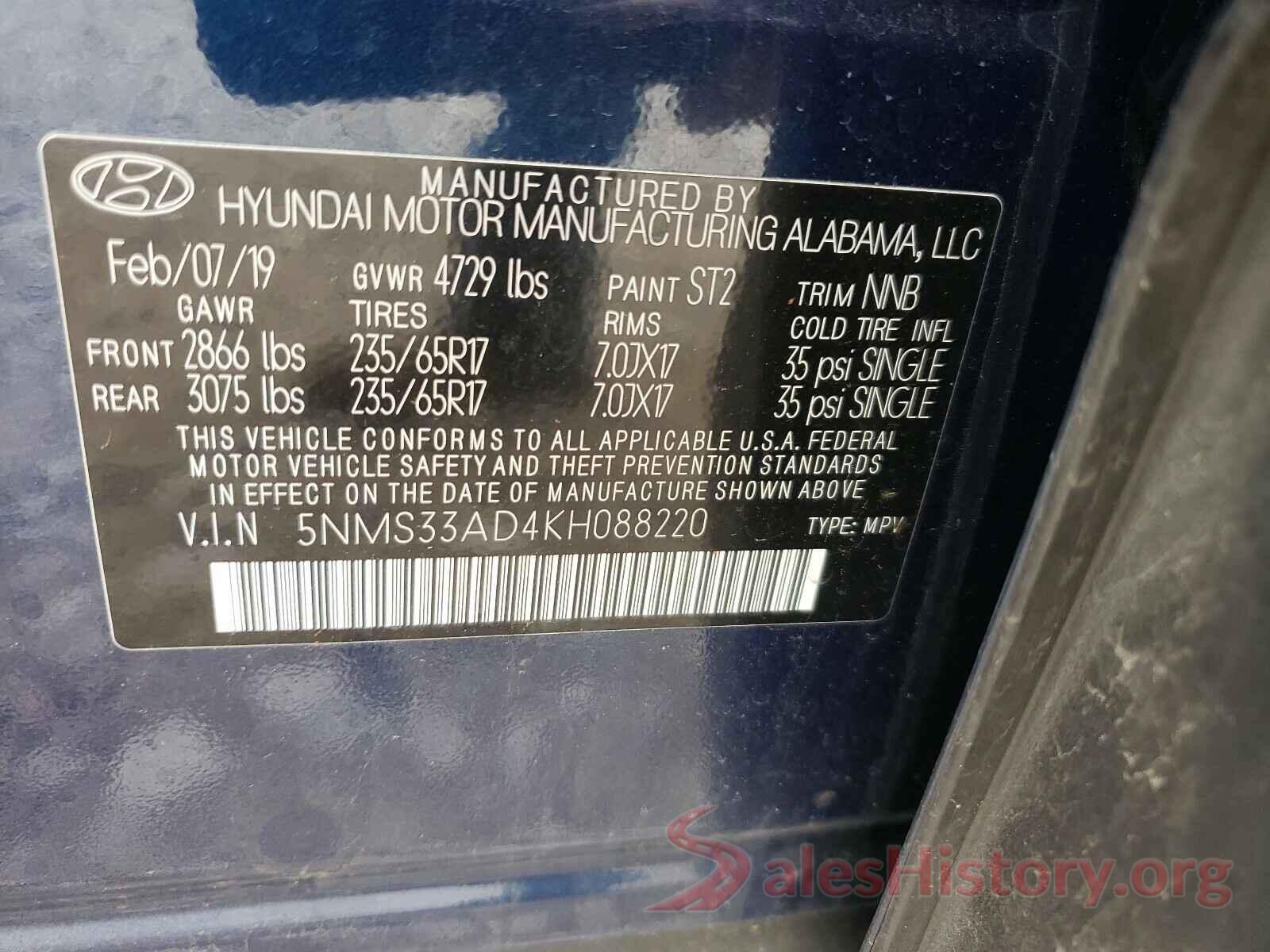 5NMS33AD4KH088220 2019 HYUNDAI SANTA FE