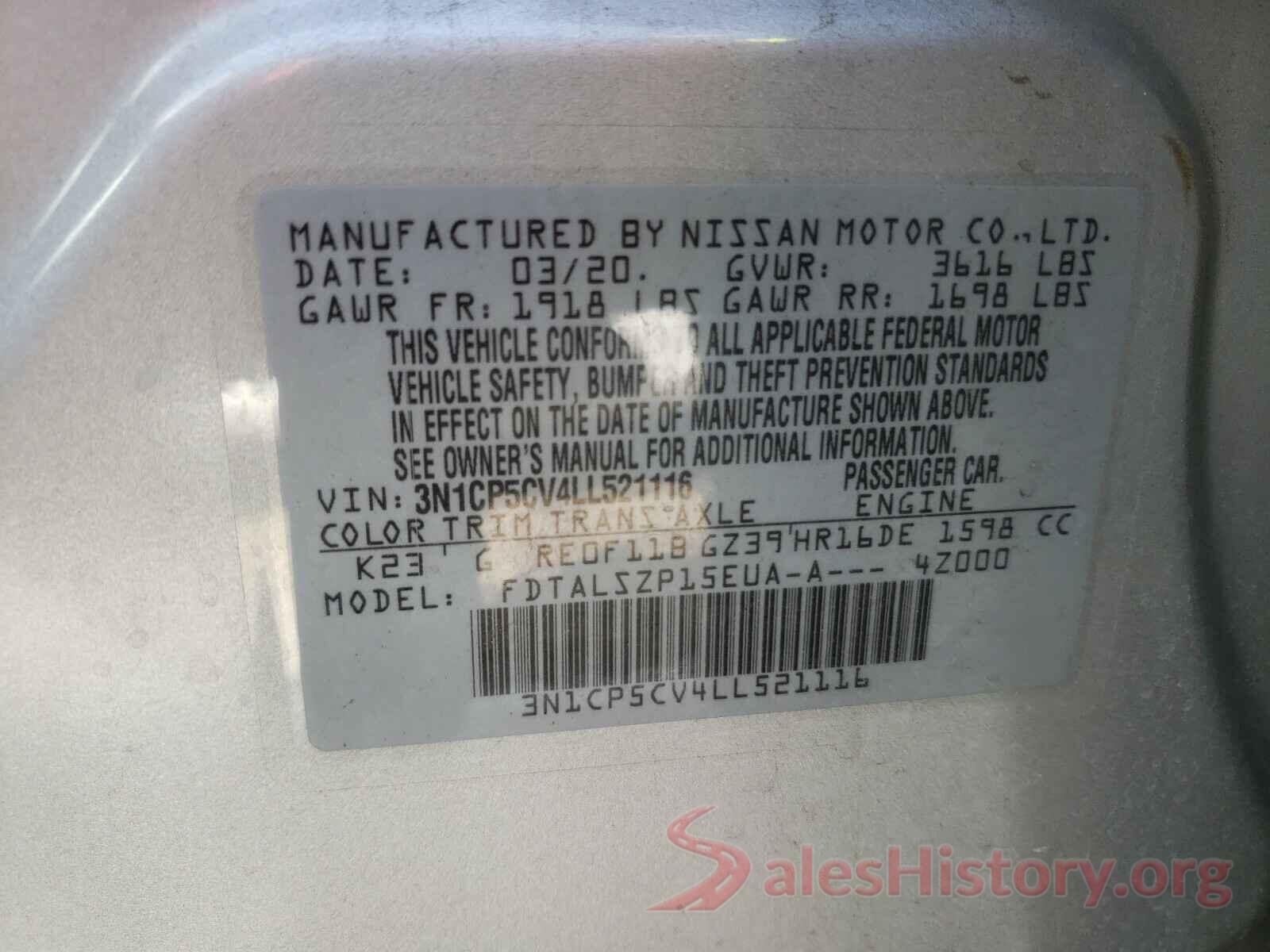 3N1CP5CV4LL521116 2020 NISSAN KICKS