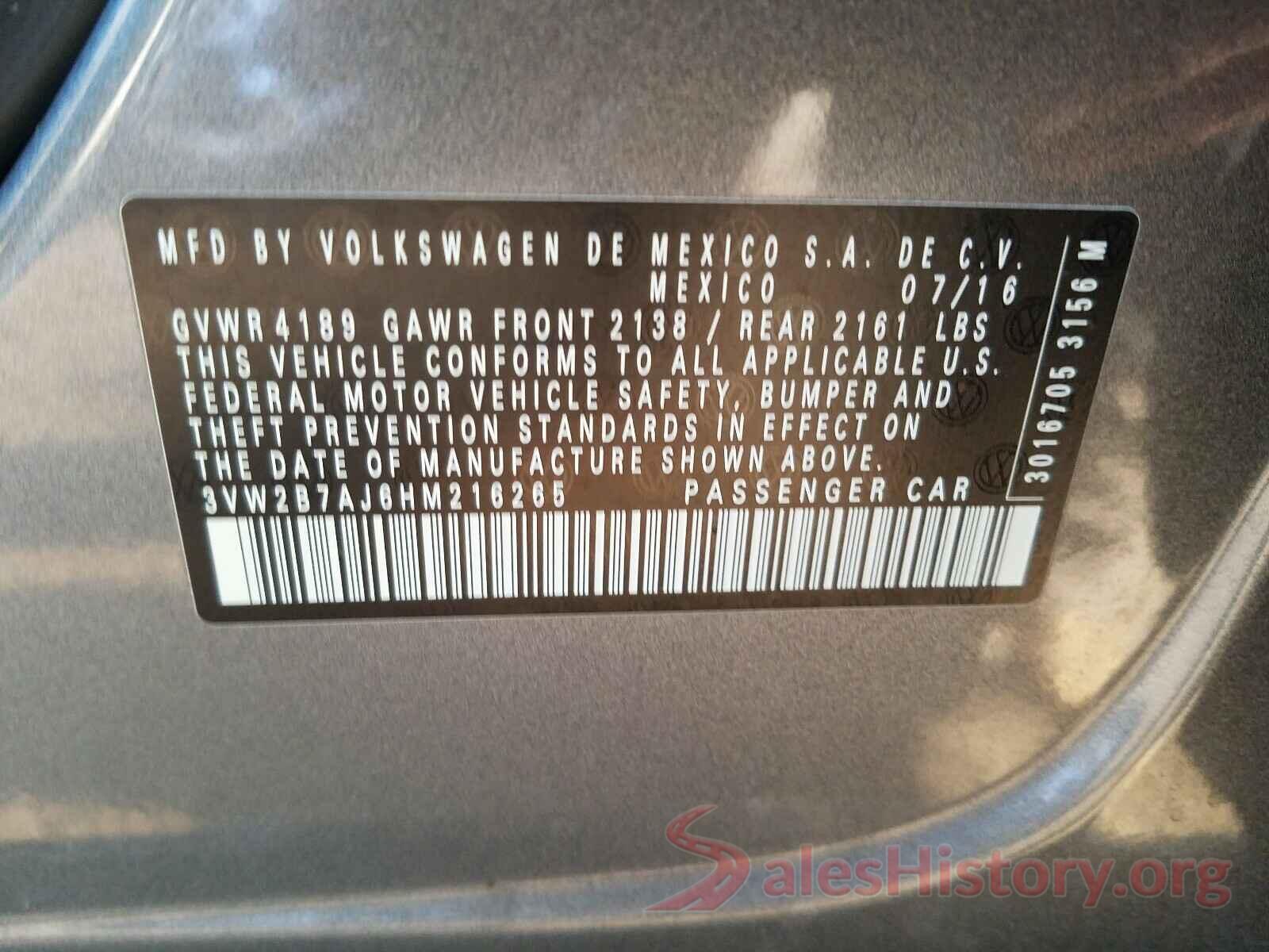 3VW2B7AJ6HM216265 2017 VOLKSWAGEN JETTA