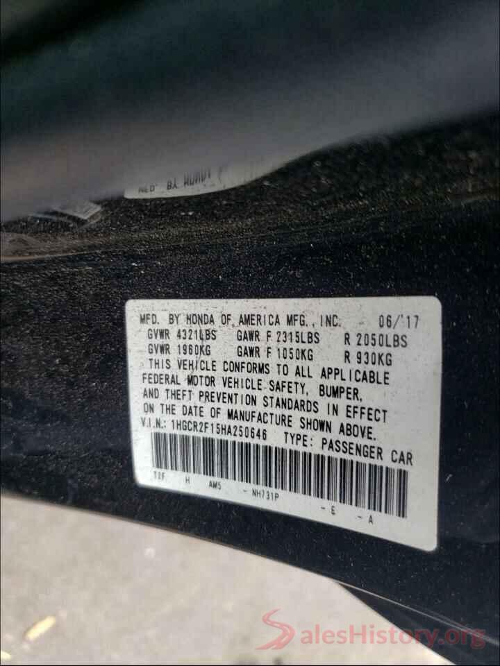 1HGCR2F15HA250646 2017 HONDA ACCORD