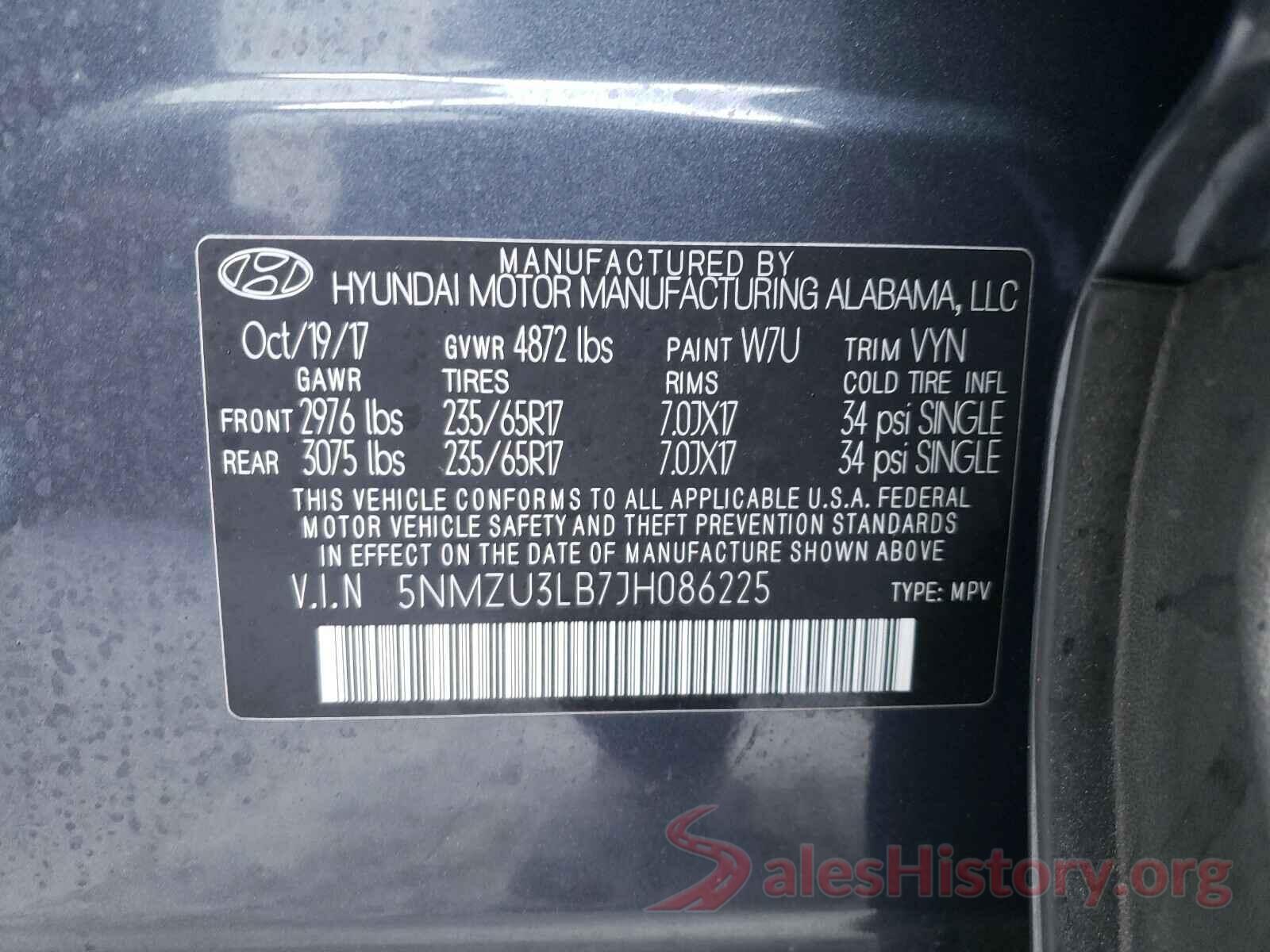 5NMZU3LB7JH086225 2018 HYUNDAI SANTA FE