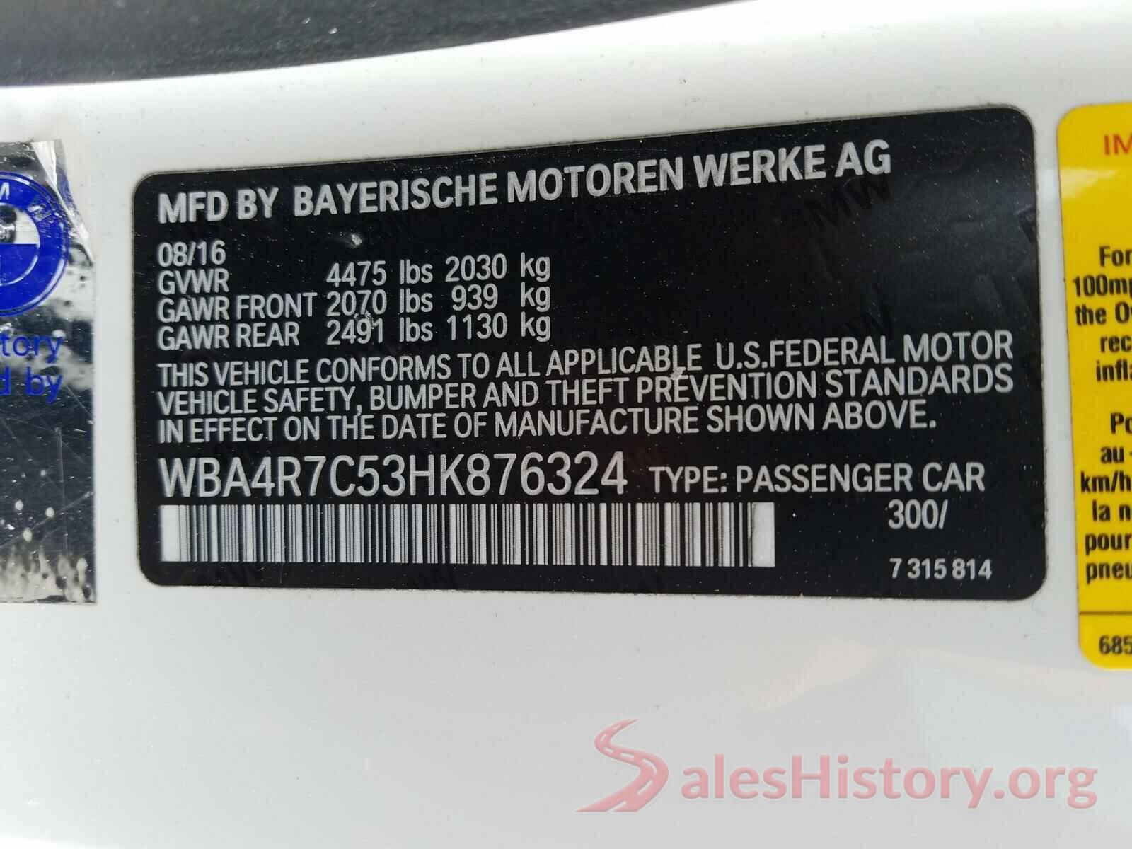 WBA4R7C53HK876324 2017 BMW 4 SERIES