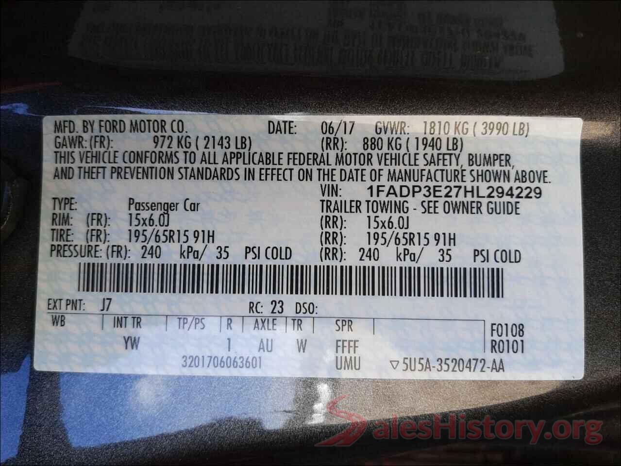 1FADP3E27HL294229 2017 FORD FOCUS