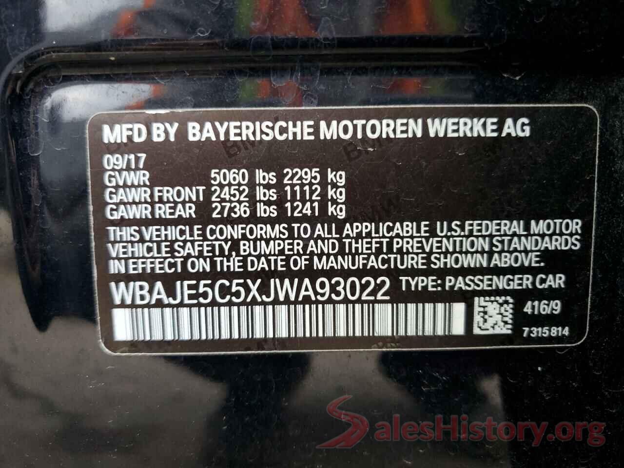 WBAJE5C5XJWA93022 2018 BMW 5 SERIES