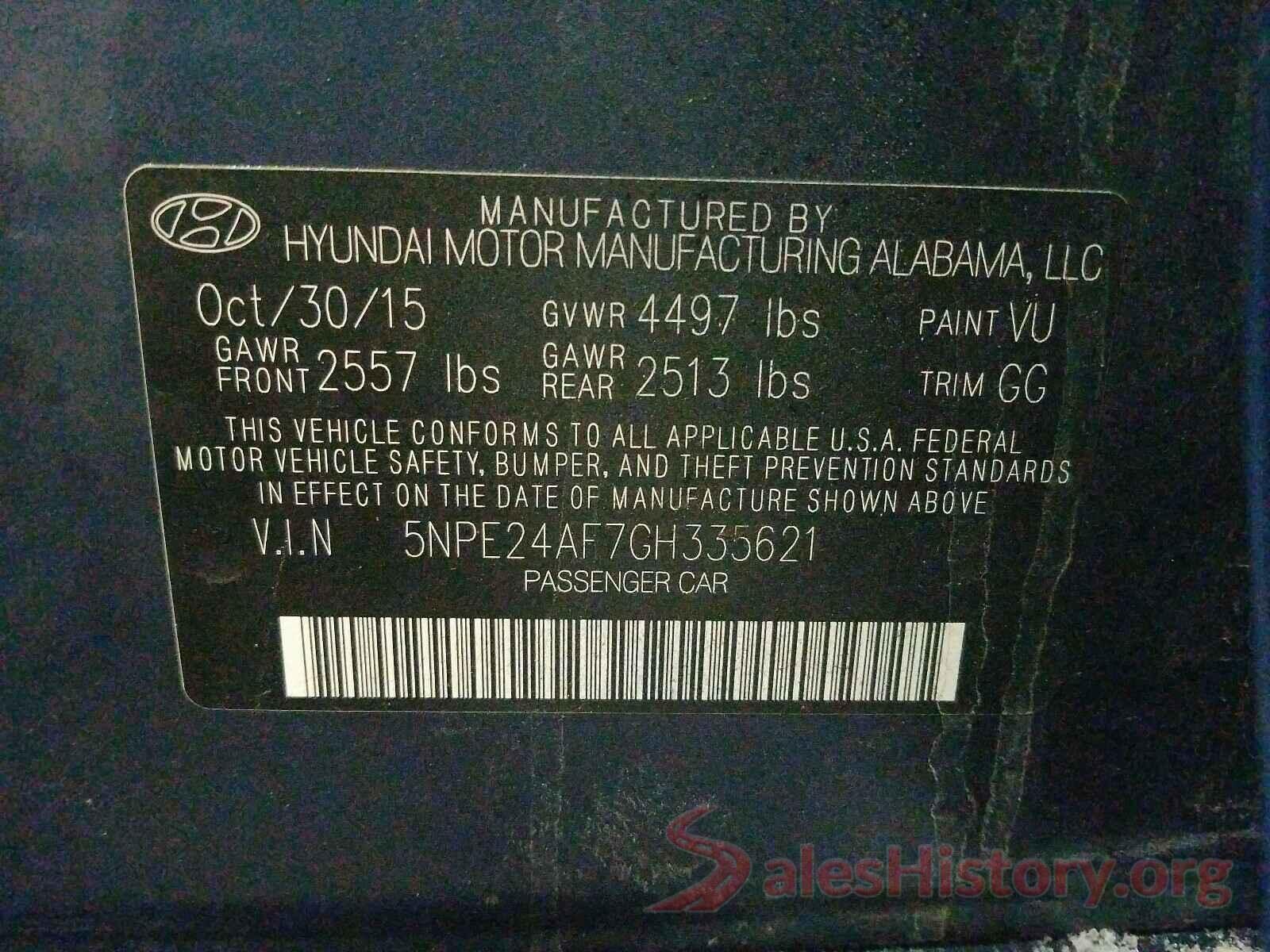 5NPE24AF7GH335621 2016 HYUNDAI SONATA