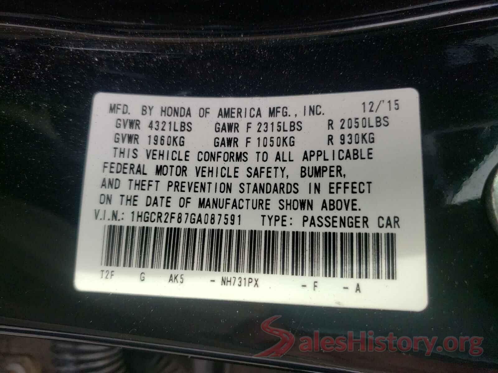 1HGCR2F87GA087591 2016 HONDA ACCORD