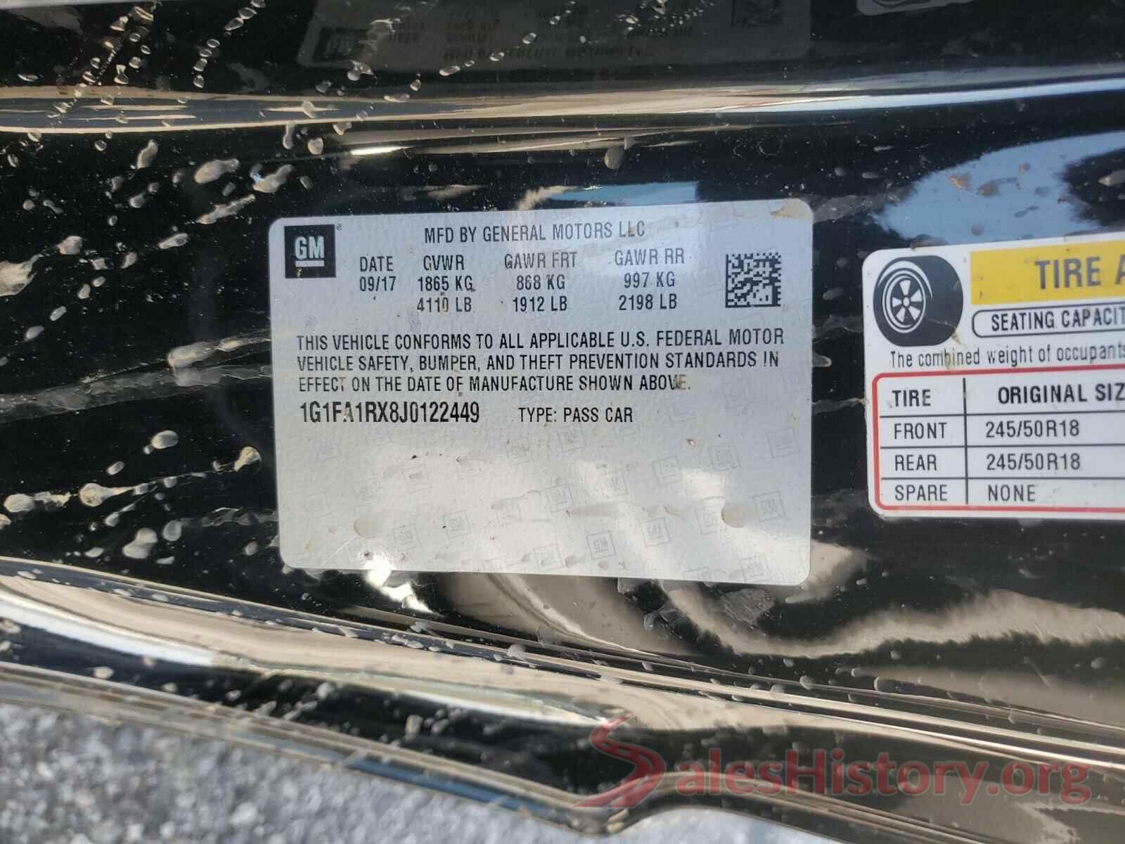 1G1FA1RX8J0122449 2018 CHEVROLET CAMARO