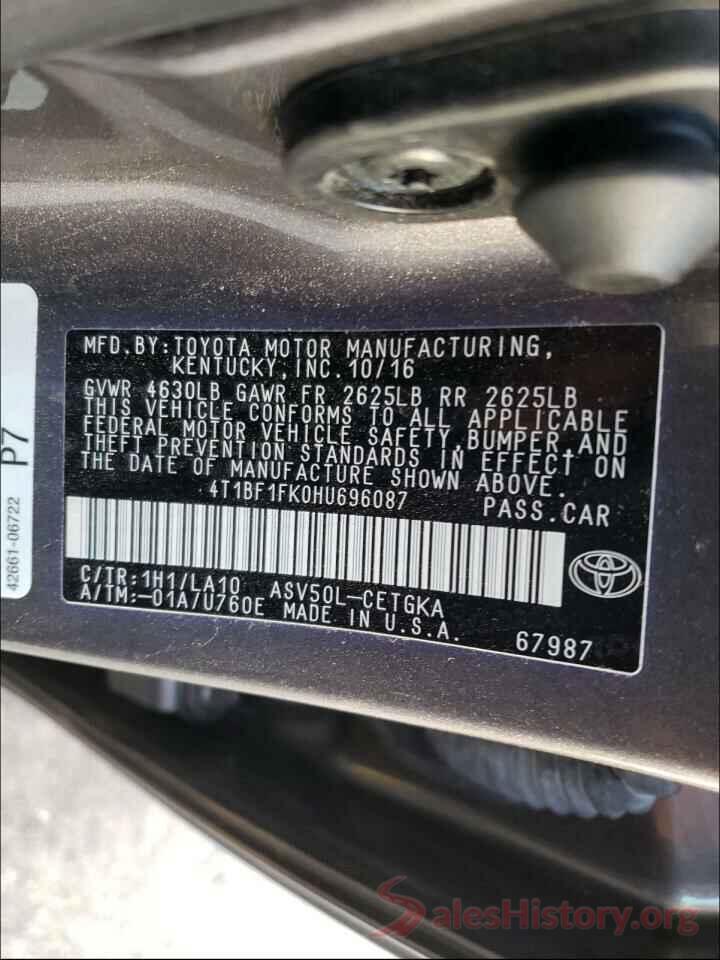 4T1BF1FK0HU696087 2017 TOYOTA CAMRY