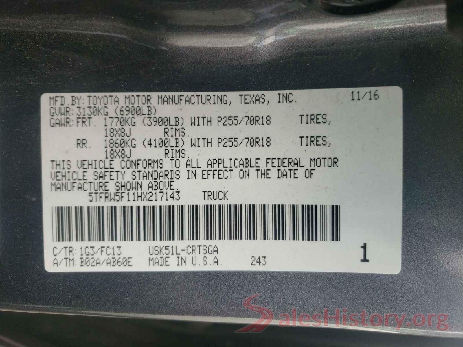 5TFRW5F11HX217143 2017 TOYOTA TUNDRA