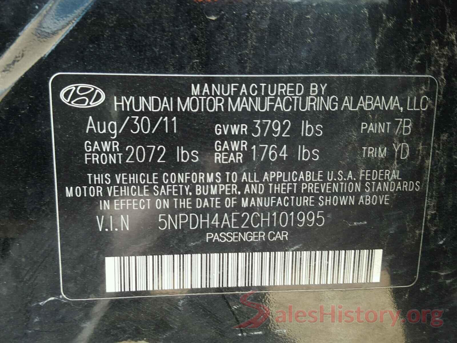 5NPDH4AE2CH101995 2012 HYUNDAI ELANTRA