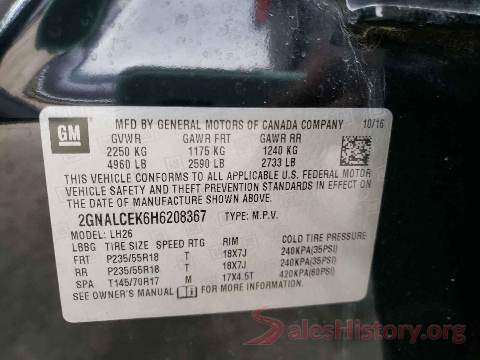 2GNALCEK6H6208367 2017 CHEVROLET EQUINOX