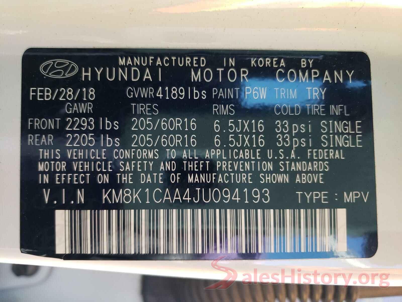 KM8K1CAA4JU094193 2018 HYUNDAI KONA