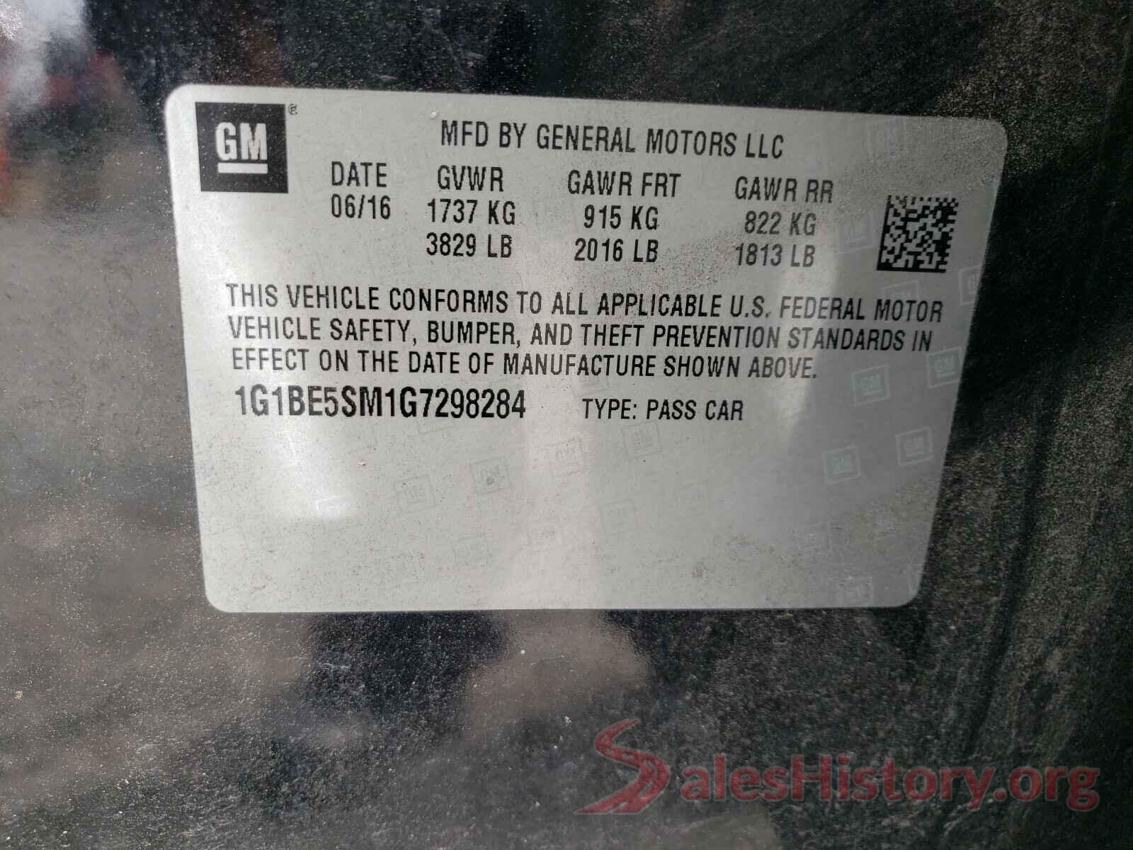 1G1BE5SM1G7298284 2016 CHEVROLET CRUZE