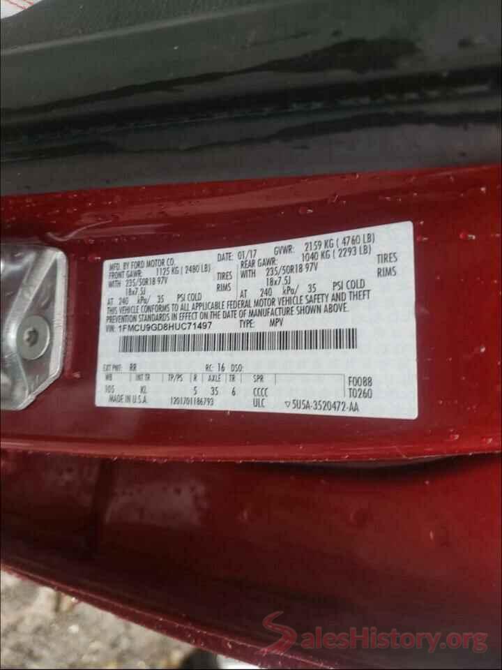 1FMCU9GD8HUC71497 2017 FORD ESCAPE