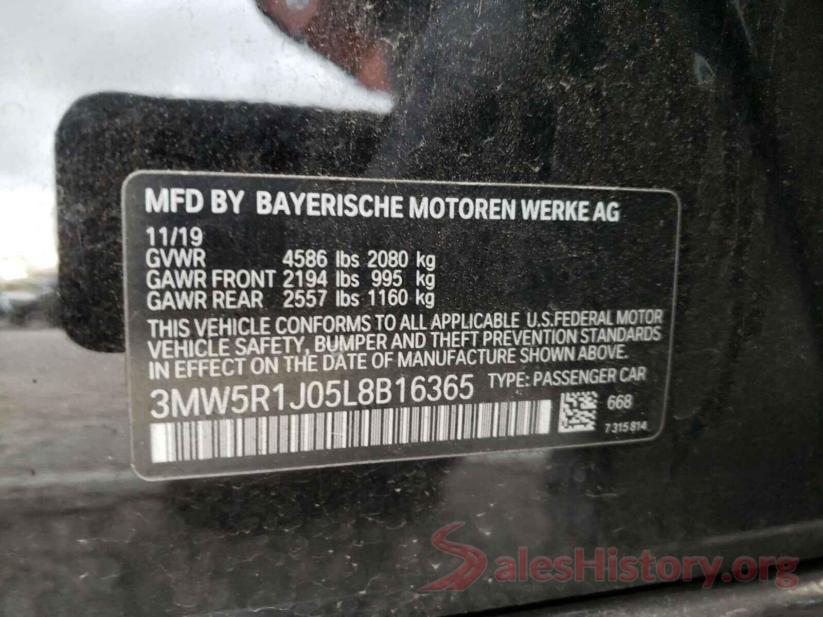 3MW5R1J05L8B16365 2020 BMW 3 SERIES