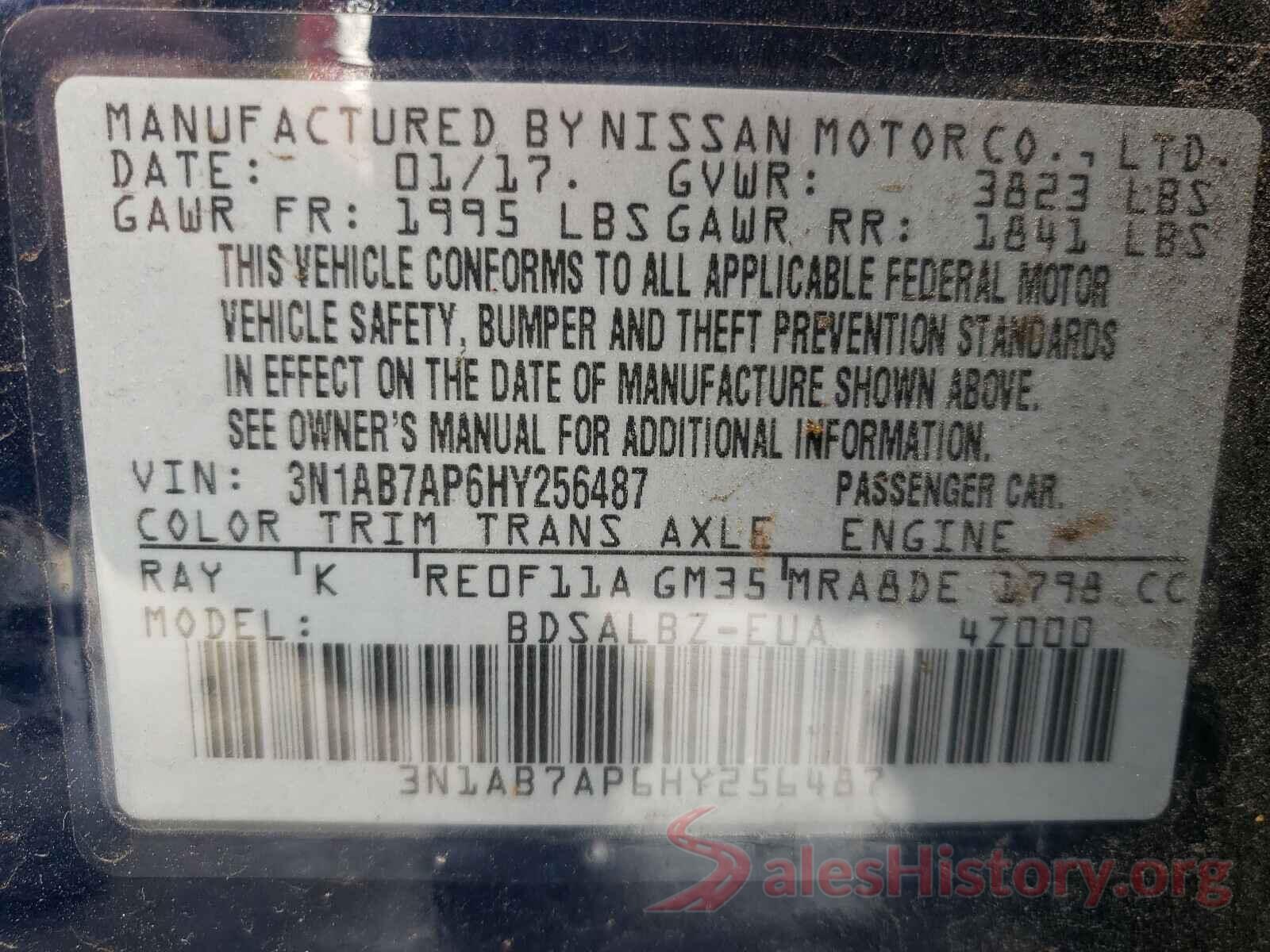 3N1AB7AP6HY256487 2017 NISSAN SENTRA