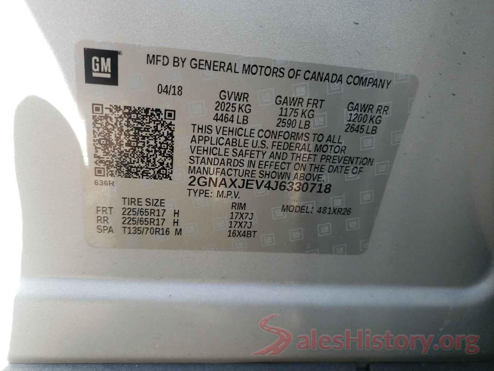 2GNAXJEV4J6330718 2018 CHEVROLET EQUINOX