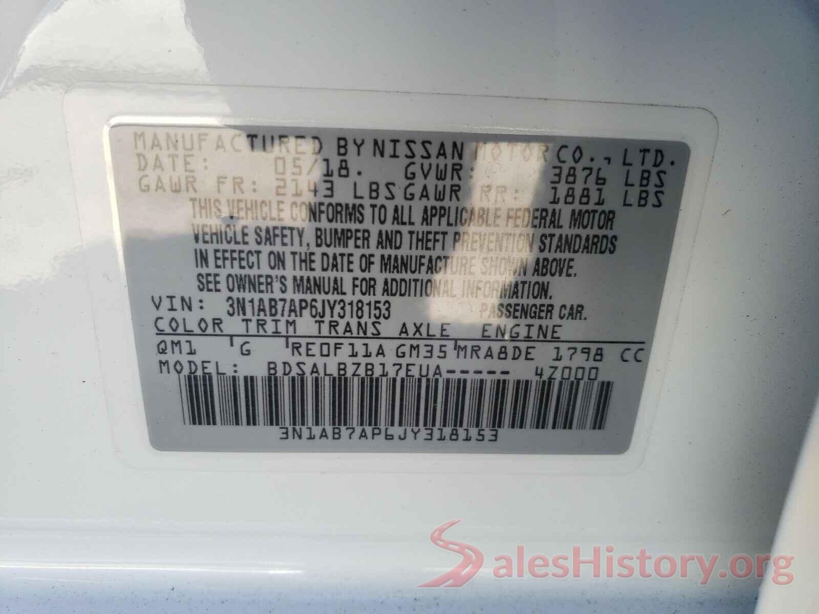 3N1AB7AP6JY318153 2018 NISSAN SENTRA