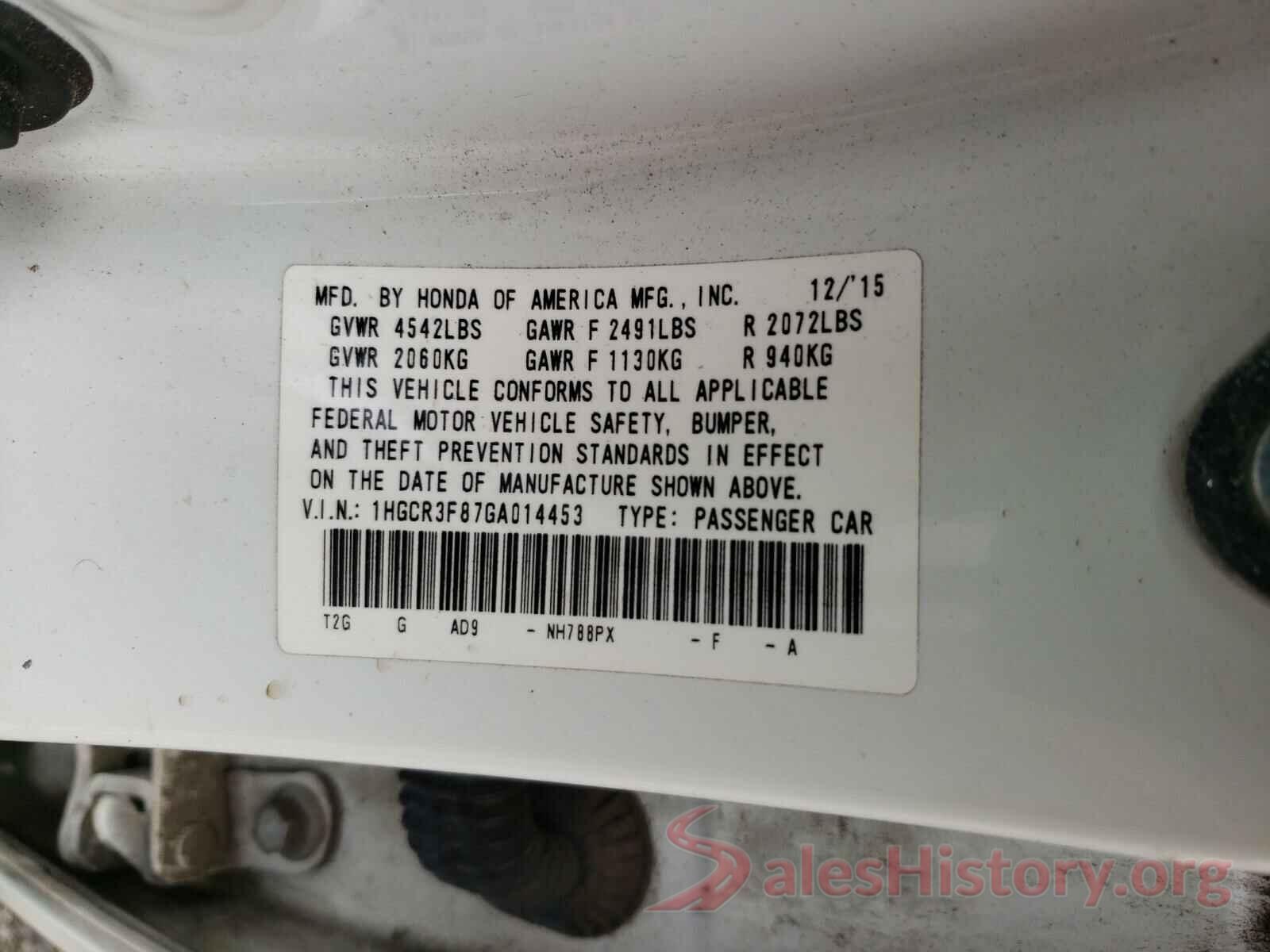 1HGCR3F87GA014453 2016 HONDA ACCORD