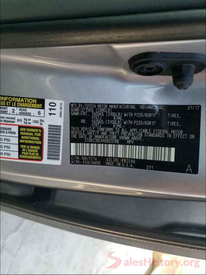 5TDKZ3DC4HS823768 2017 TOYOTA SIENNA