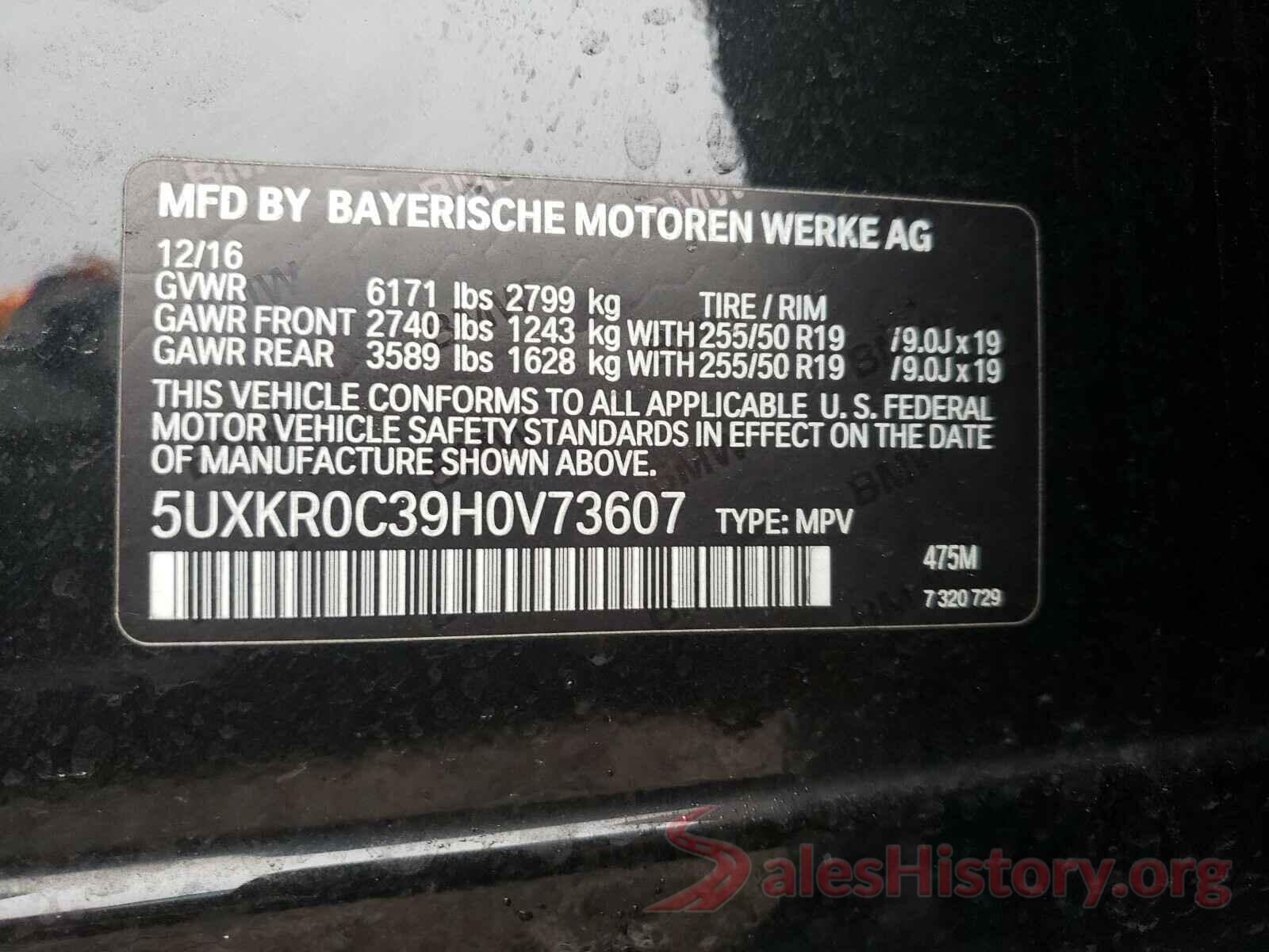 5UXKR0C39H0V73607 2017 BMW X5