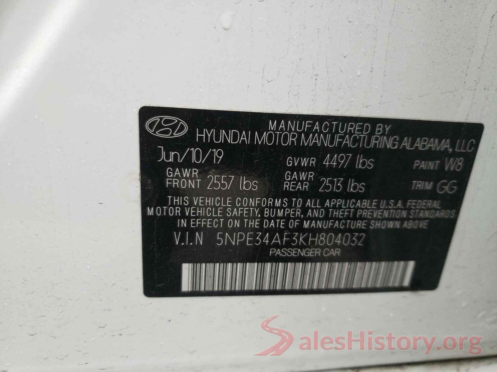 5NPE34AF3KH804032 2019 HYUNDAI SONATA