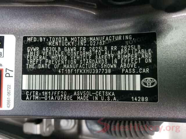 4T1BF1FKXHU397738 2017 TOYOTA CAMRY