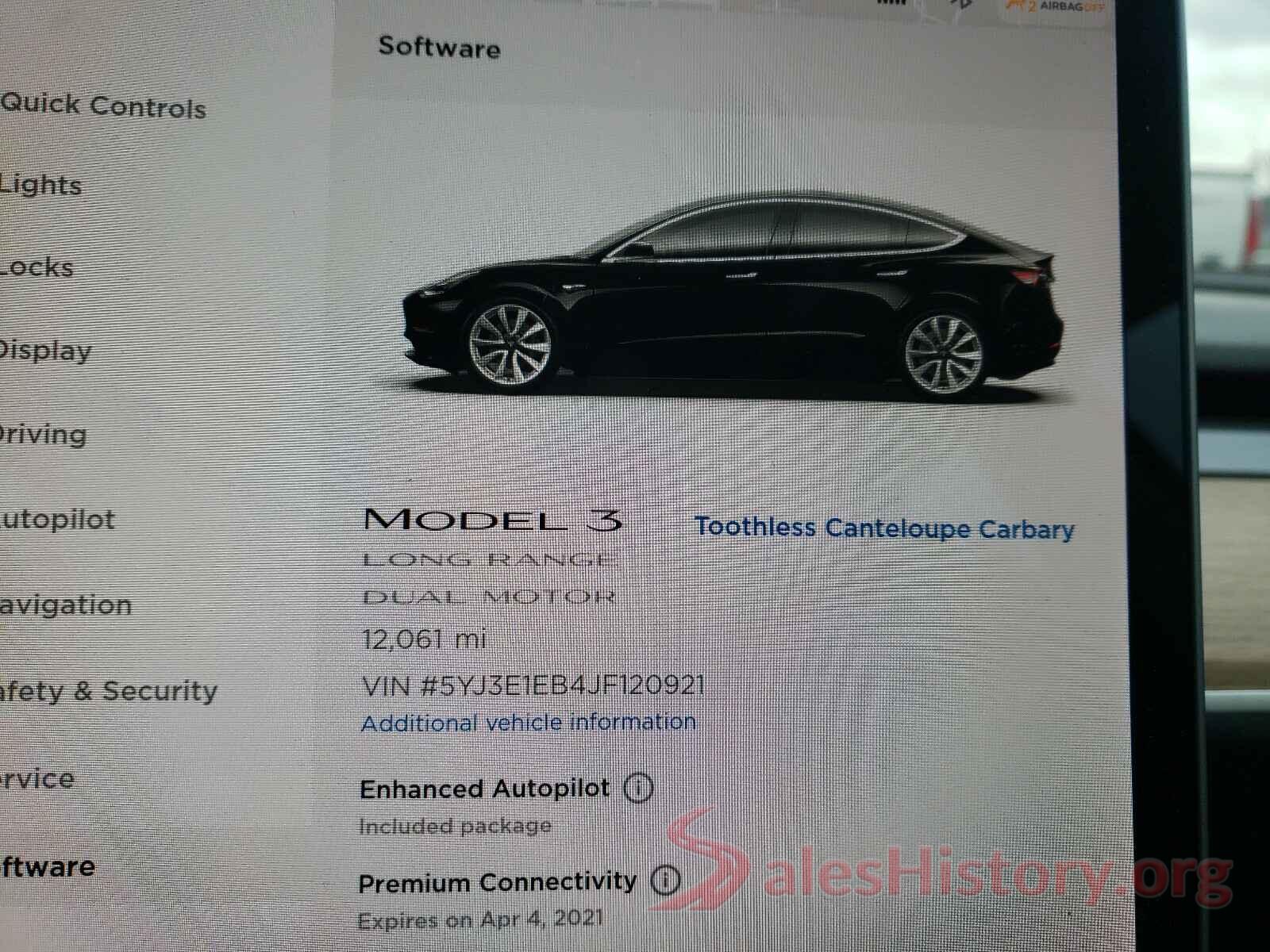 5YJ3E1EB4JF120921 2018 TESLA MODEL 3