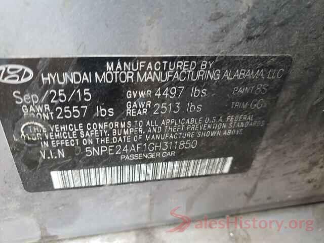 5NPE24AF1GH311850 2016 HYUNDAI SONATA