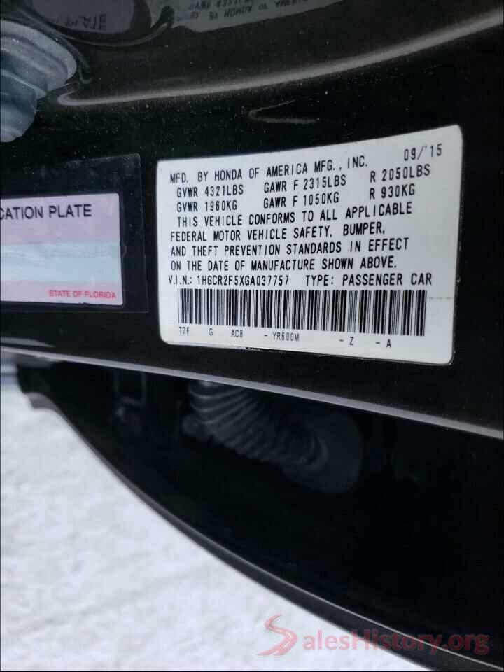 1HGCR2F5XGA037757 2016 HONDA ACCORD