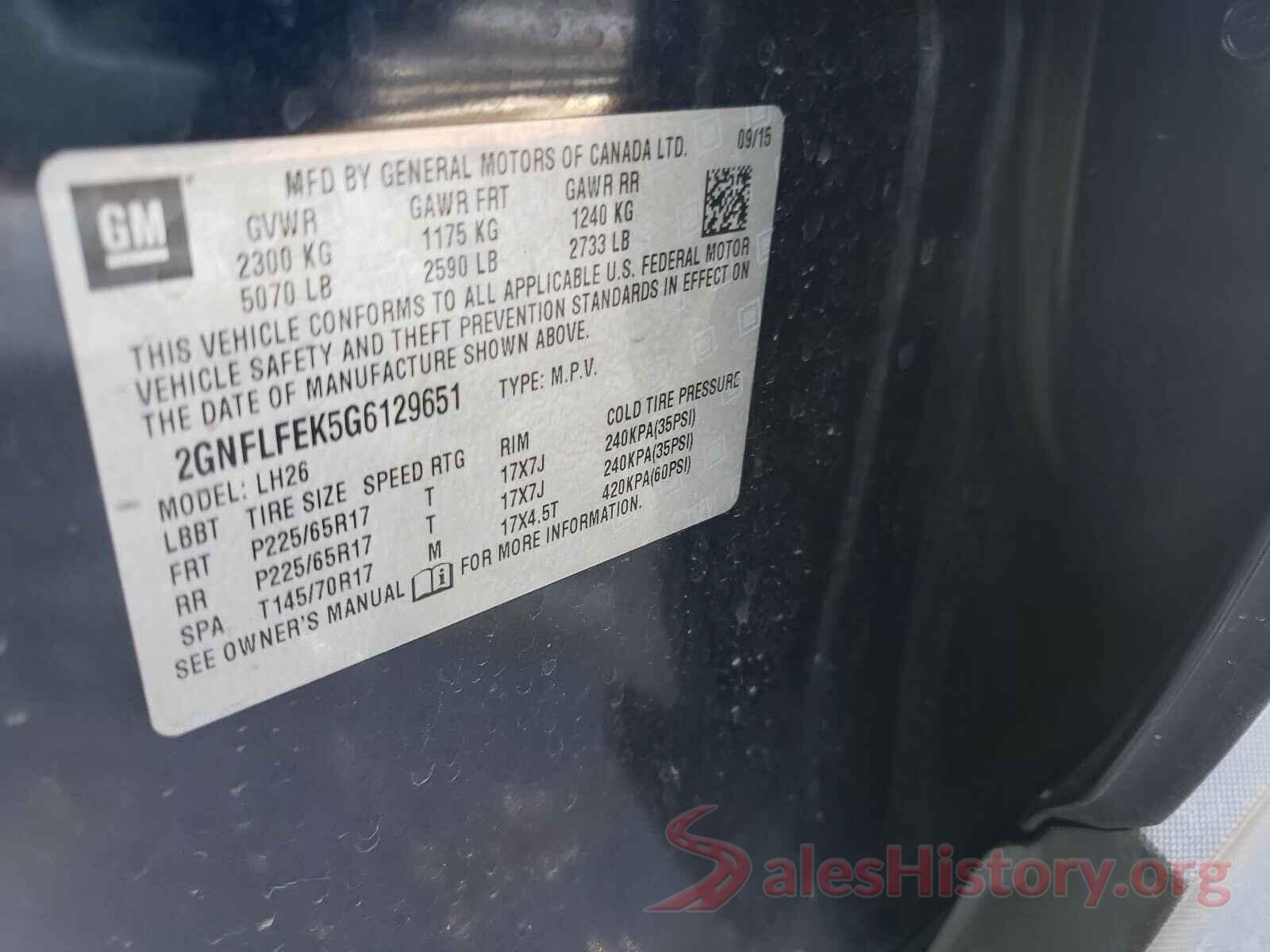 2GNFLFEK5G6129651 2016 CHEVROLET EQUINOX