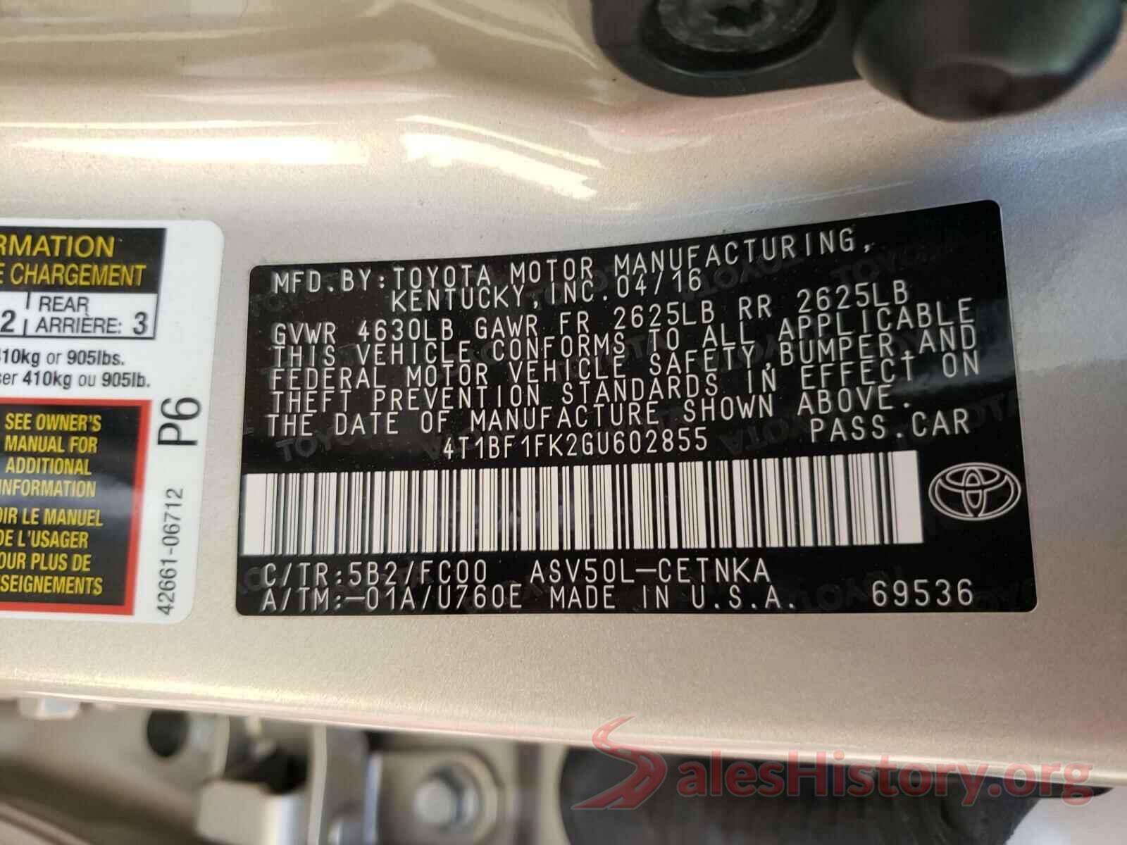 4T1BF1FK2GU602855 2016 TOYOTA CAMRY