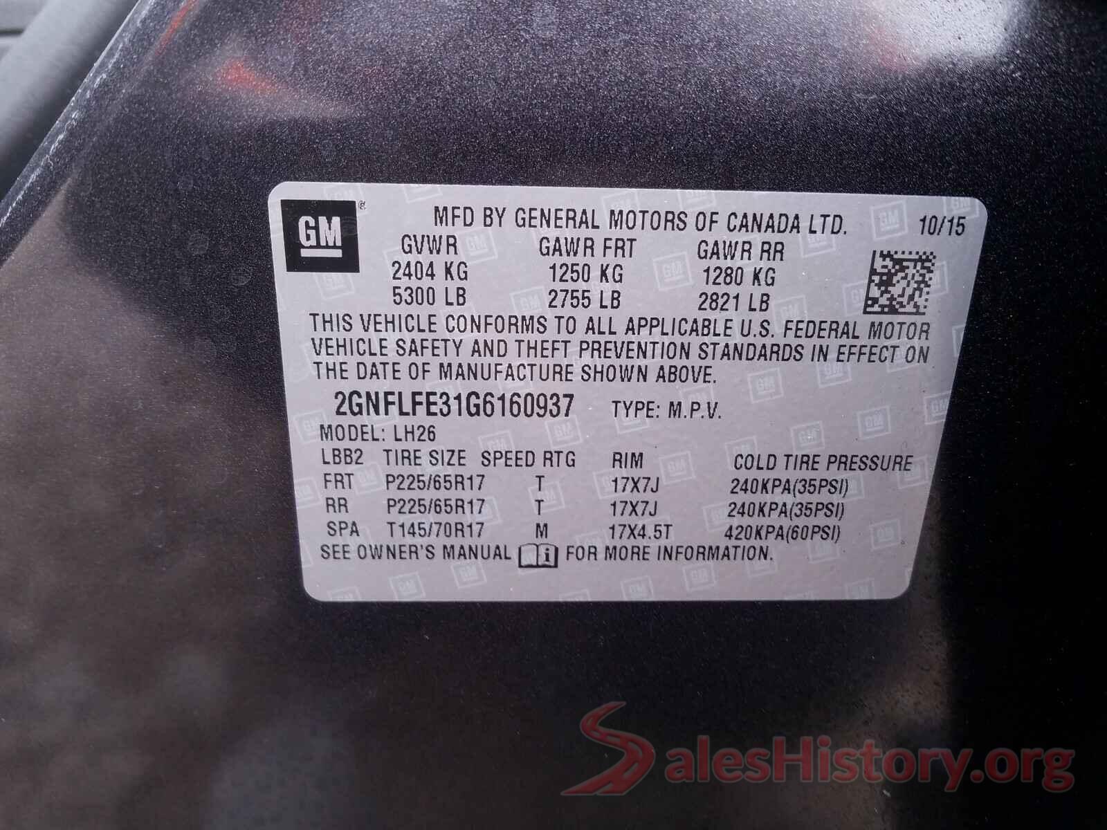 2GNFLFE31G6160937 2016 CHEVROLET EQUINOX